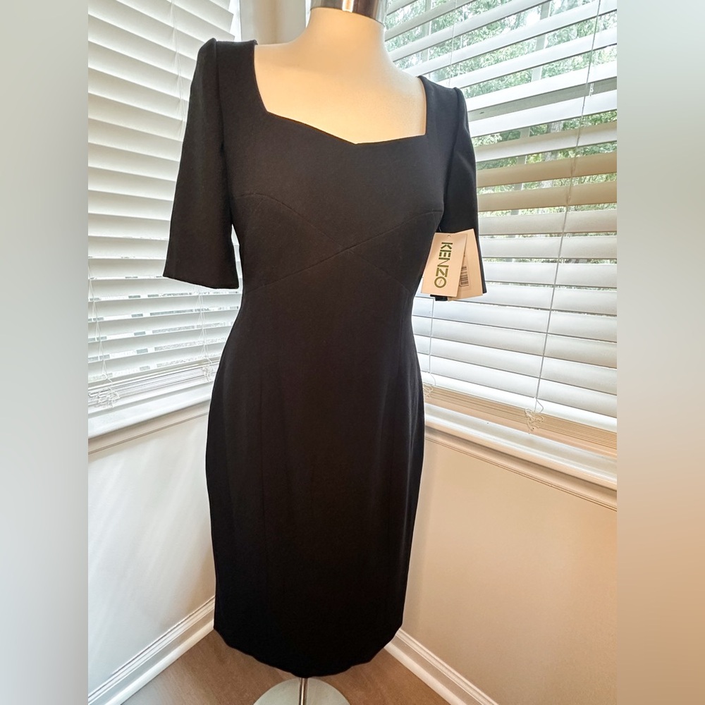 Kenzo Paris Black Sheath Dress ✨NWT✨ | Square Neck, Bodycon Fit, Quiet Luxury